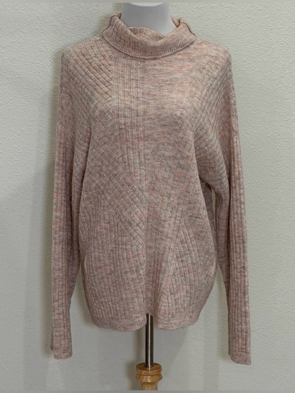 World Market Marled Ribbed Knit Cowl Neck Sweater Top Women’s One Size Wool Boho